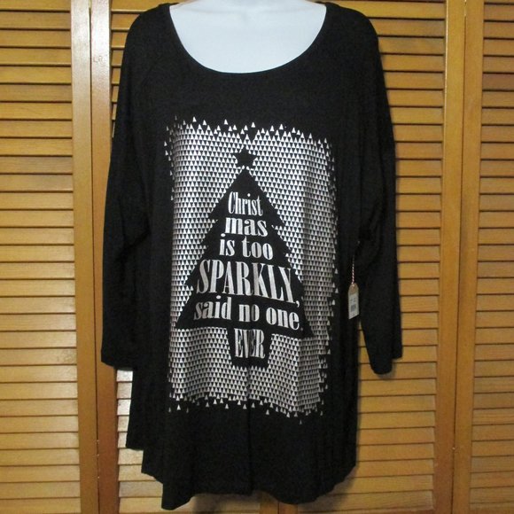 Magical Season top NEW Christmas lightweight stretchy black pullover size 1x - Picture 2 of 11